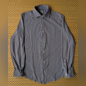 Fedeli Long Sleeve Button Up Cotton Shirt Blue Men's Size IT 50 Made in Italy